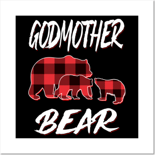 Godmother Bear Red Plaid Christmas Pajama Matching Family Gift Posters and Art